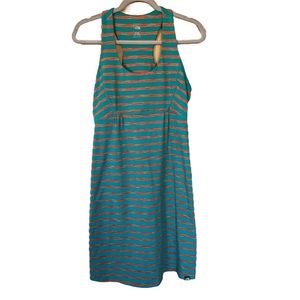 The North Face Teal Green & Orange Striped Athletic Activewear Dress, Size M